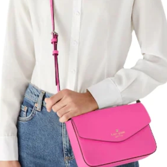 Kate Spade Sadie Envelope Saffiano Leather Crossbody ~ Candied Plum Pink (NWT) - Picture 2 of 5